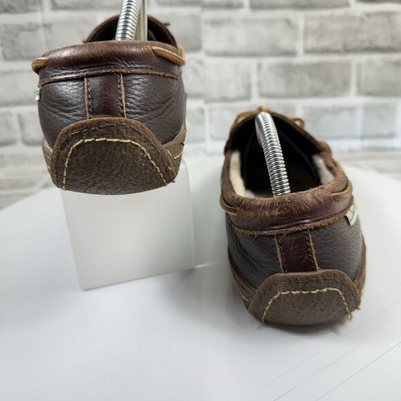 L.L. Bean Wicked Good Moccasin Slippers Leather Brown Mens Shoes Slip On Sz 9 M - Picture 6 of 12